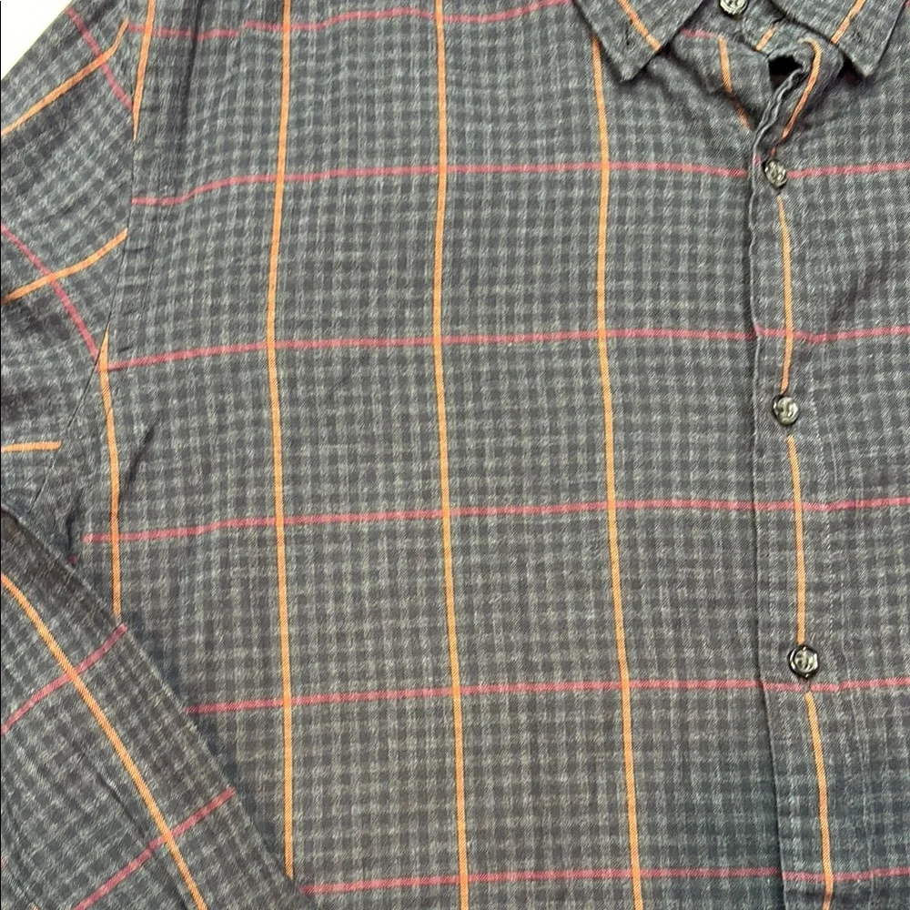 J. Crew Men's Gray &‎ Orange Plaid Long Sleeve Button Down Flannel Shirt XL
